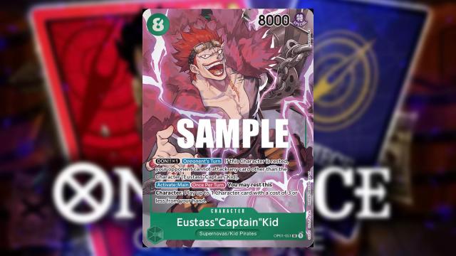 Kid from One Piece appears on a Green Character card from the Bandai card game.