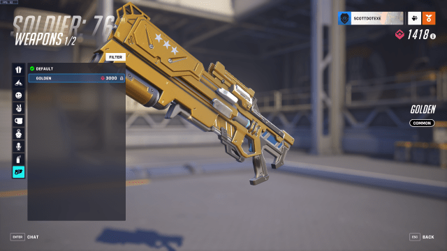 Soldier: 76's gold weapon for 3,000 competitive points.