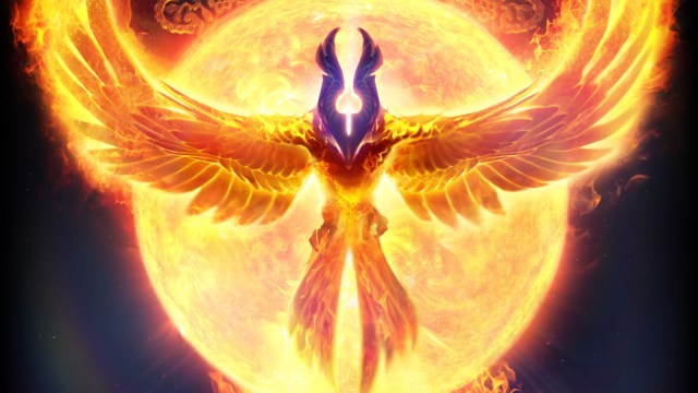 Dota 2 hero Phoenix shining like the sun.