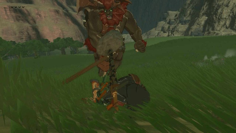 A Lynel in Zelda: Tears of the Kingdom prepares to take on Link.