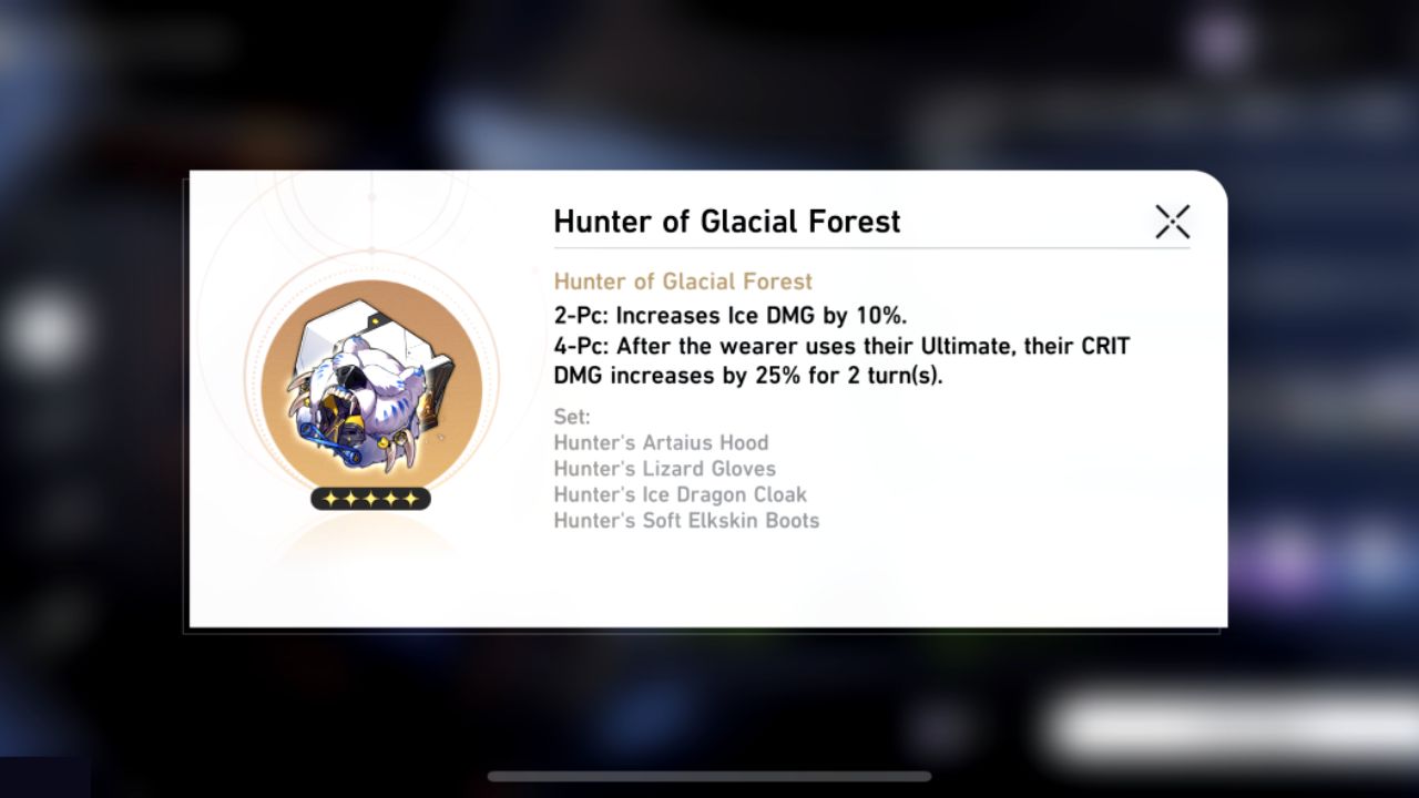 Hunter of Glacial Forest Set Relics Honkai Star Rail