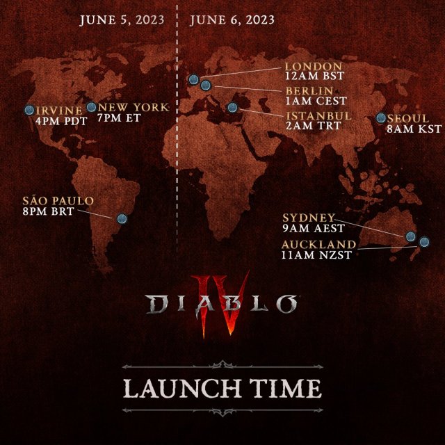 Diablo 4 global launch dates and times