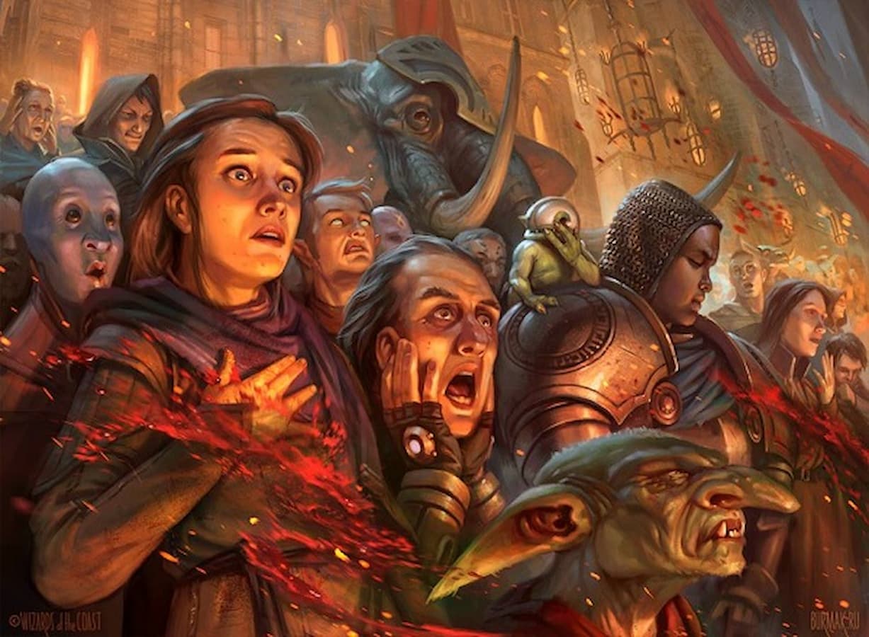 Image of crowd gathered through MTG Ravnica Allegiance