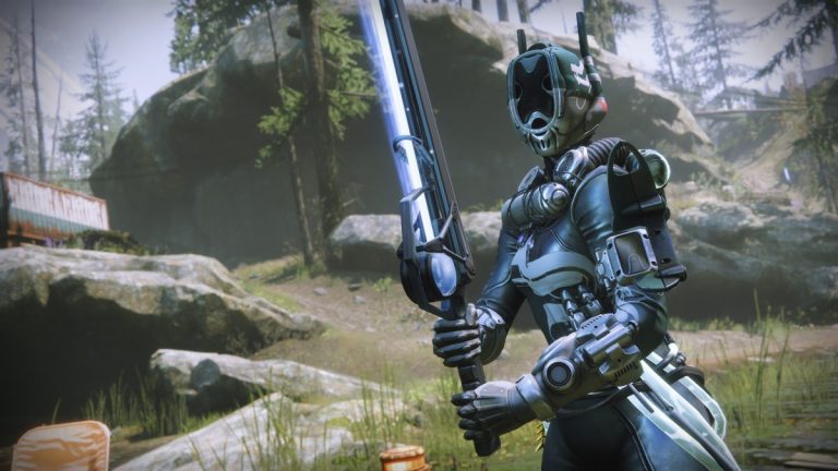 A guardian holds a fishing rod in Destiny 2.