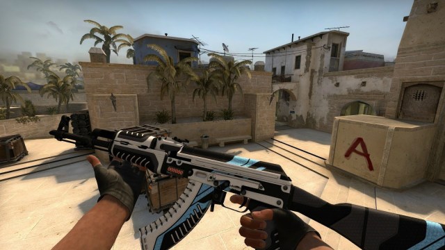 Player inspecting an AK-47 on Mirage A site.