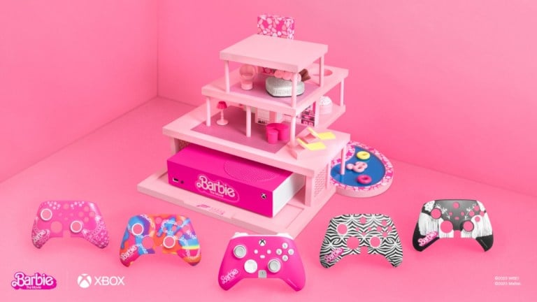 a limited edition xbox series s inside a barbie's dreamhouse