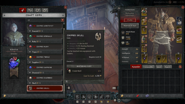 Image of the skull gem in Diablo 4.