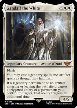 Image of Gandalf the White casting spell in MTG LTR Set