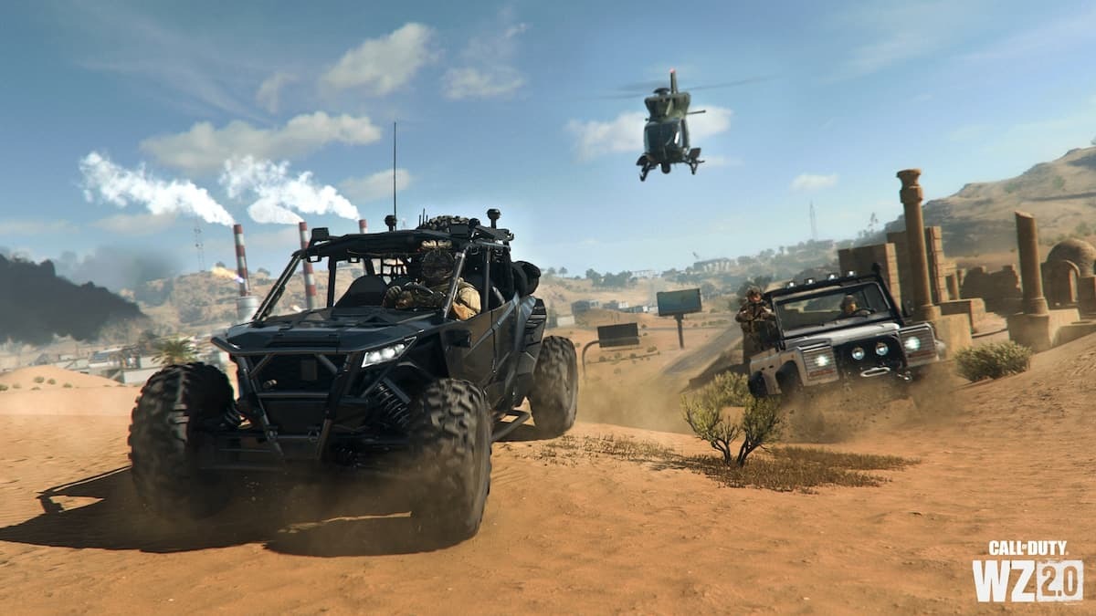 A screenshot of vehicles driving next to each other in Warzone