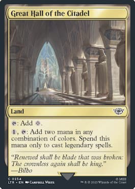 Great Hall of the Citadel gold border land in MTG LTR set