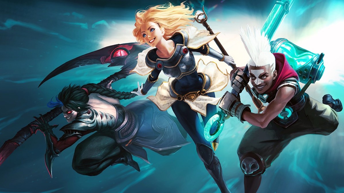 Ekko, Lux, and Kayn entering the battle in League.