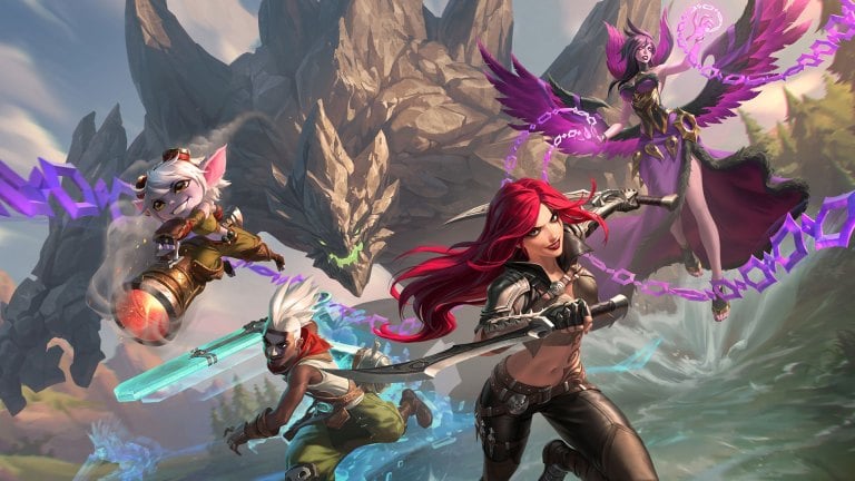 League of Legends art showcasing Katarina, Tristana, Ekko, Morgana, and Malphite.