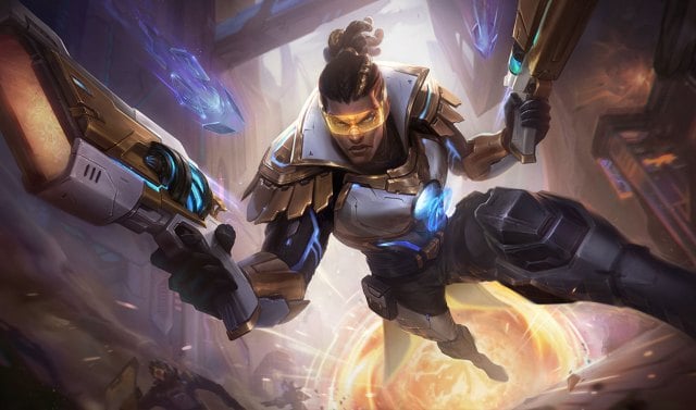 Lucian Prestige Pulsefire skin splash art