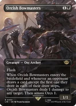 image of borderless art Orcish Bowmaster in MTG LTR set
