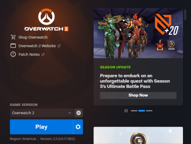 Overwatch 2 Battle.net client