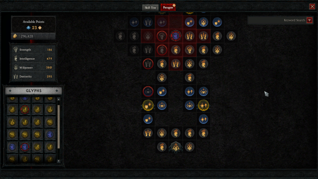 A Paragon Board shown in Diablo 4