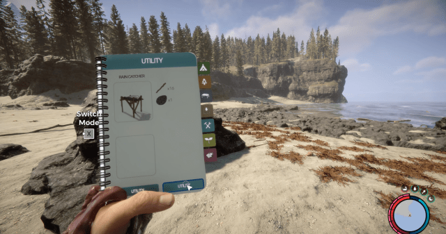 Image of the crafting recipe for a rain catcher in Sons of the Forest