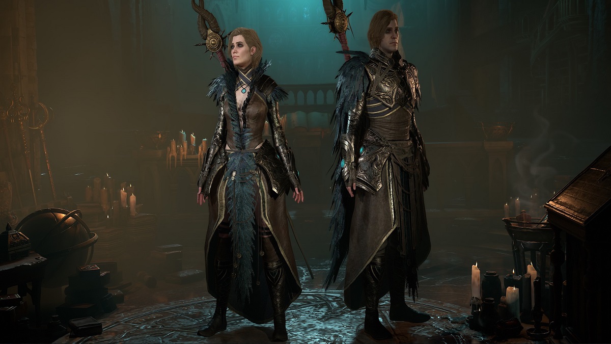 An image of the male and female Sorcerers in Diablo 4.