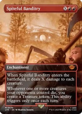 Image of Spiteful Banditry Borderless Scene card from MTG LTR set