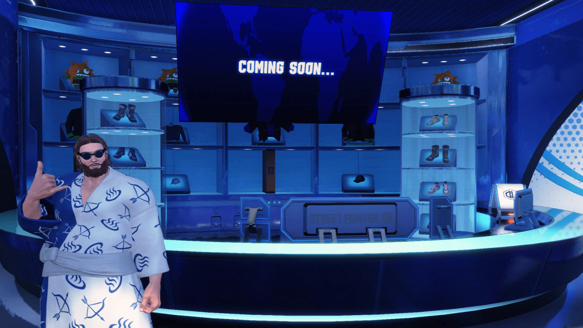 A stand in the Battle Hub of Street Fighter 6 marked as "coming soon."