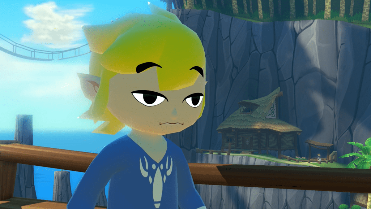 Link from The Legend of Zelda: Wind Waker looking tired and slightly annoyed.