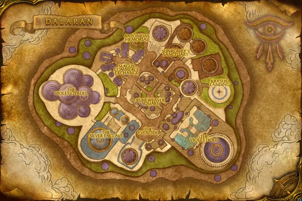 An image of the dalaran map in wow