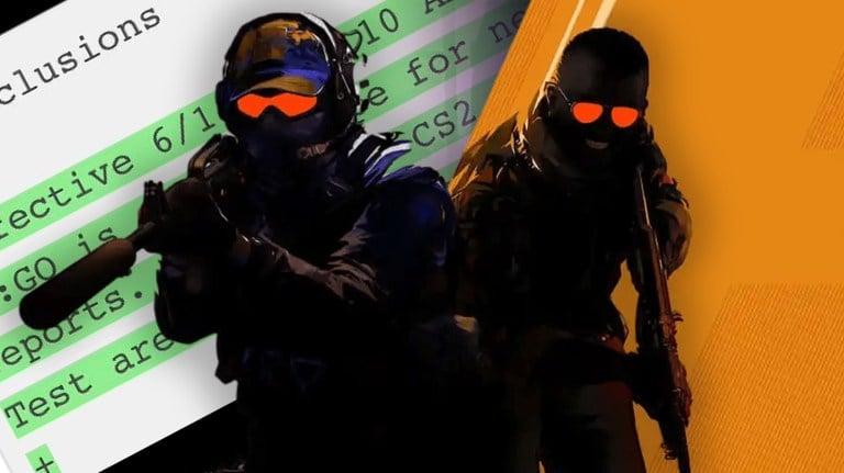 Counter-Strike 2 keyart placed over code string from a Valve "hackerone" update.