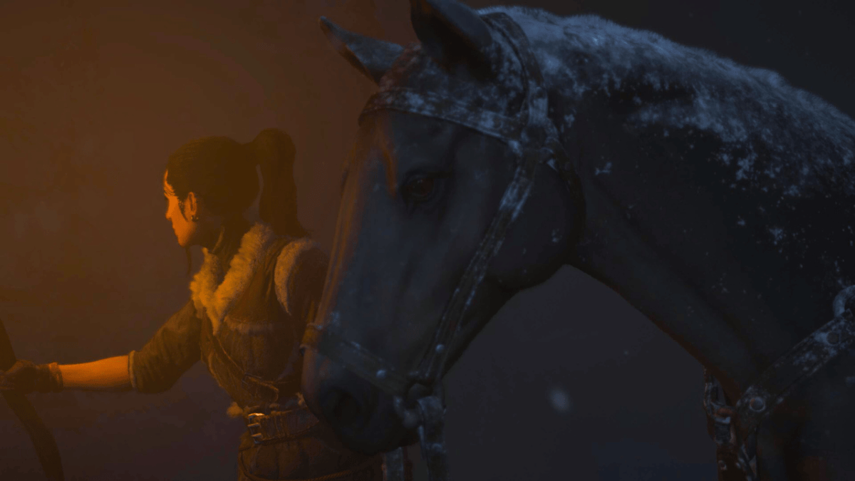 A Diablo 4 player guides their horse in a cutscene video.