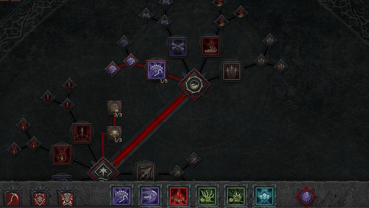 The different skill in the form of icons that are available to Necromancers in Diablo 4