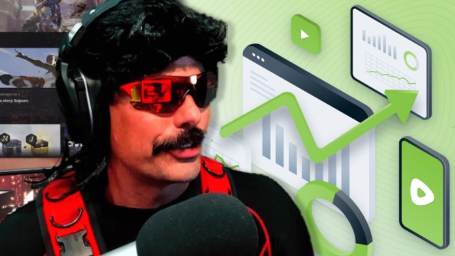 Dr Disrespect in his streaming gear next to Rumble-themed icons and figures.