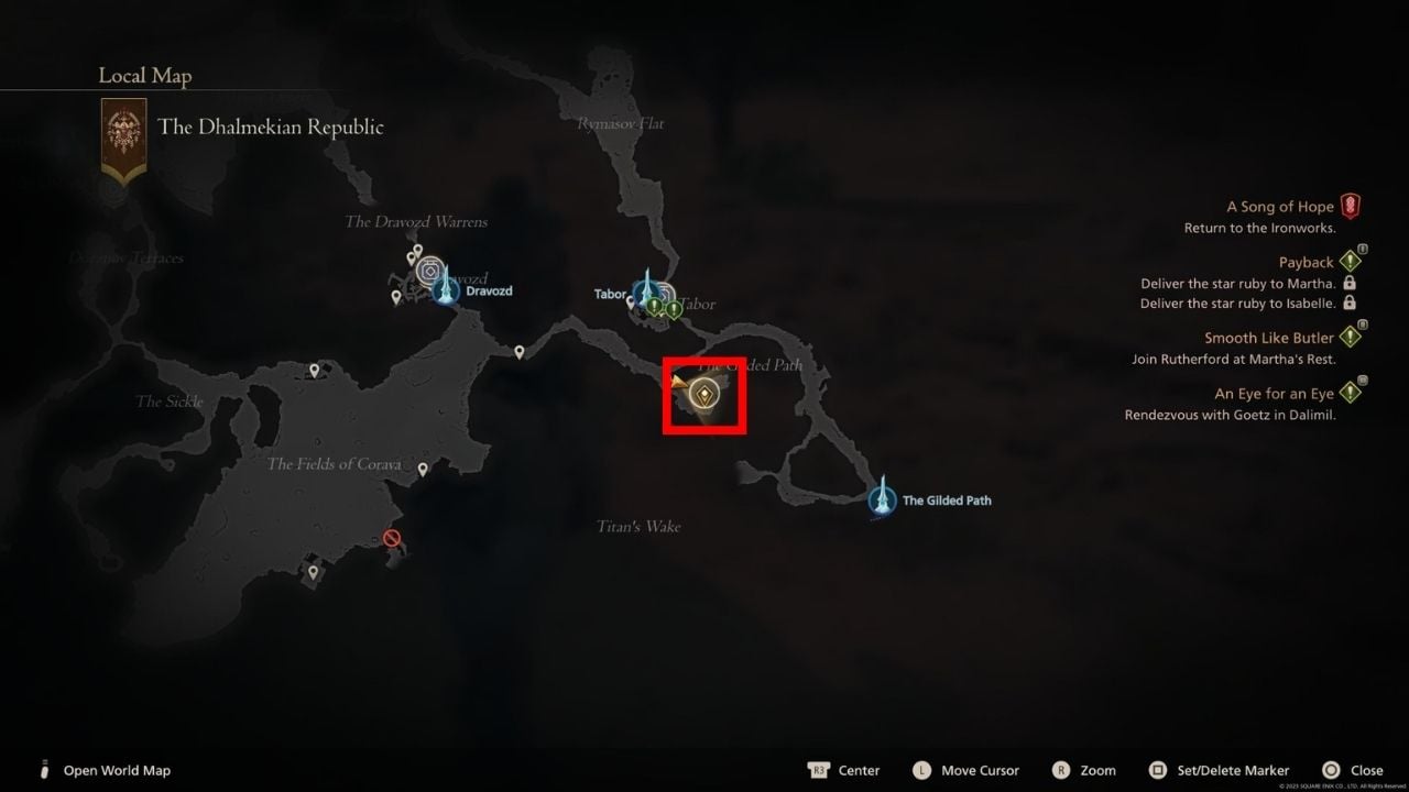 Red box outlining the packs location in Final Fantasy 16