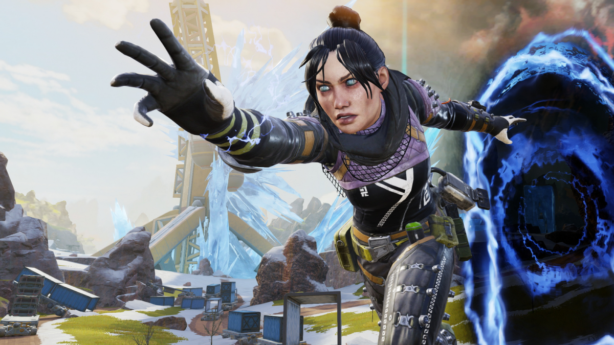 Wraith coming out of her Portal in Apex Legends.