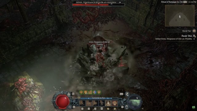 Innes, Vengeance of Glóra-An-Fhaidhá attacking a character in Diablo 4