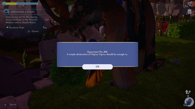 The book in the peaceful Meadow biome by the ramp to the Glade of Trust.