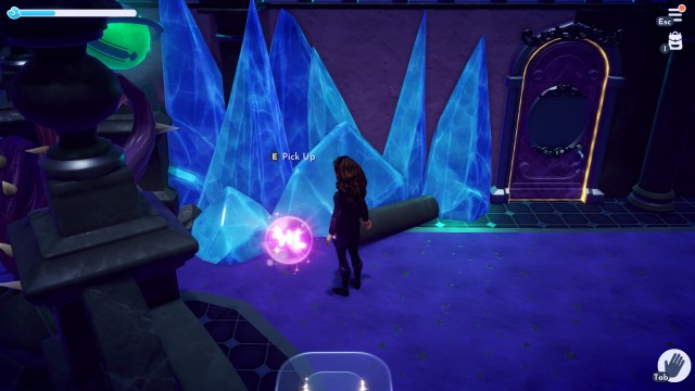 The player standing by the Orb of Unity in front of some crystals.