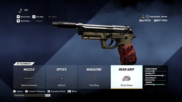 A screenshot of the best M9 build in XDefiant.