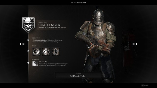A Remnant 2 screenshot showing the Challenger Archetype in the archetype selection screen of a new character.