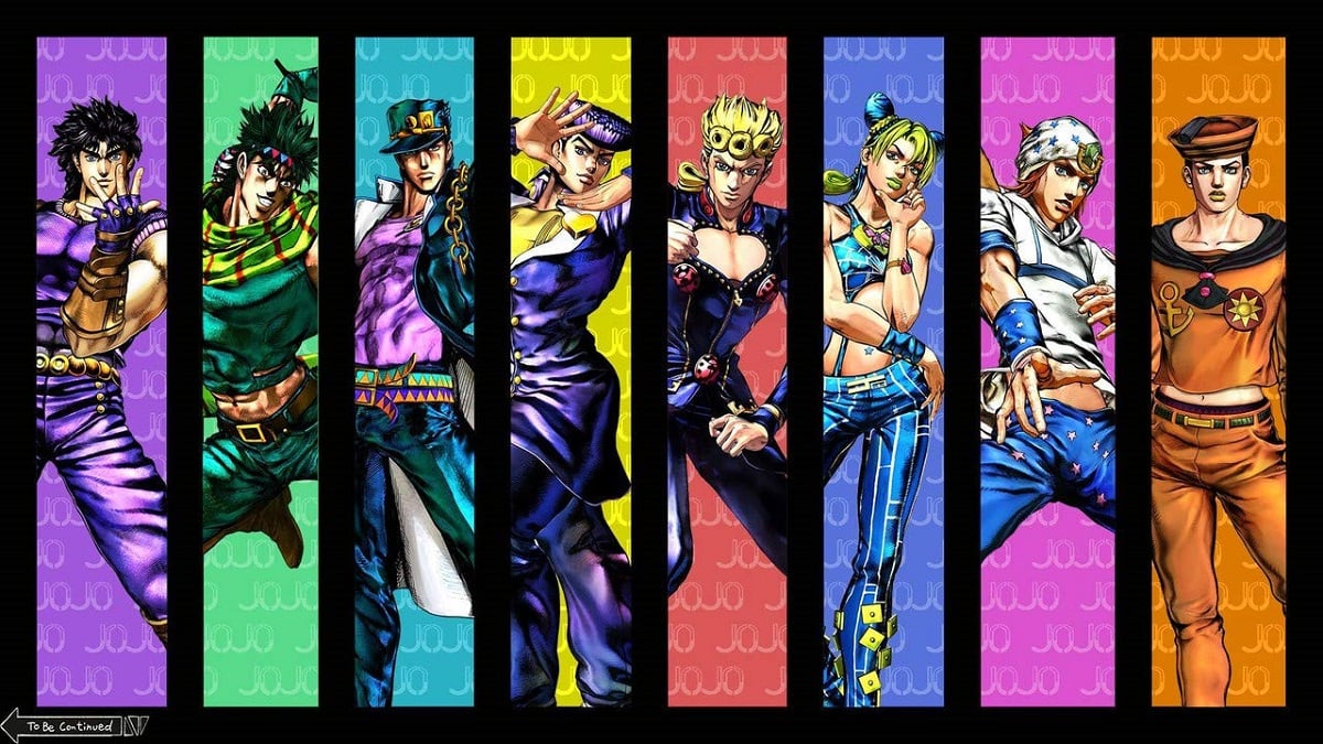 An image of the main playable fighters in JoJo's Bizarre Adventure: All-Star Battle.