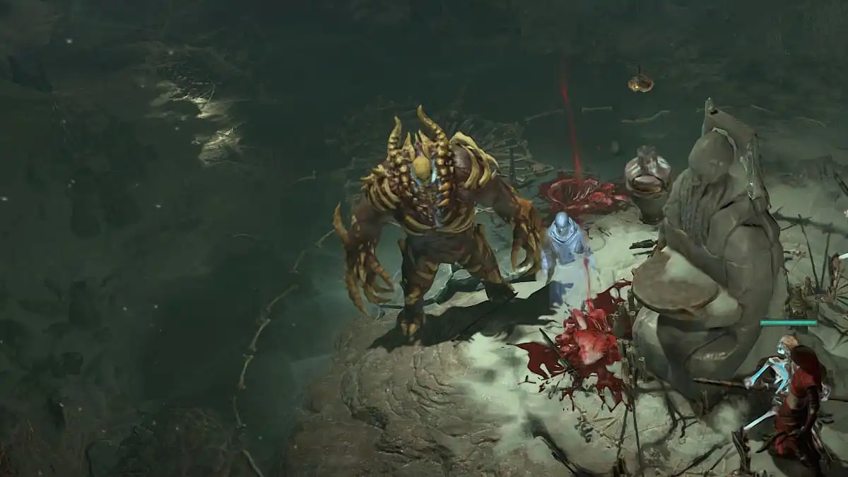 A Bone Golem being summoned by a Necromancer in Diablo 4