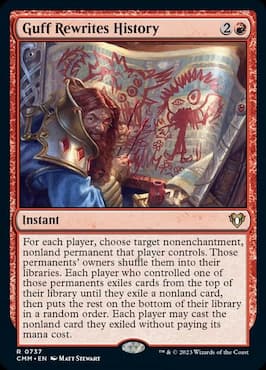 Image of planeswalker Guff doodles through Guff Rewrites History CMM Planeswalker Party Precon deck card