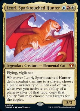 Image of elemental cat through Leori, Sparktouched Hunter CMM Planeswalker Party Precon card
