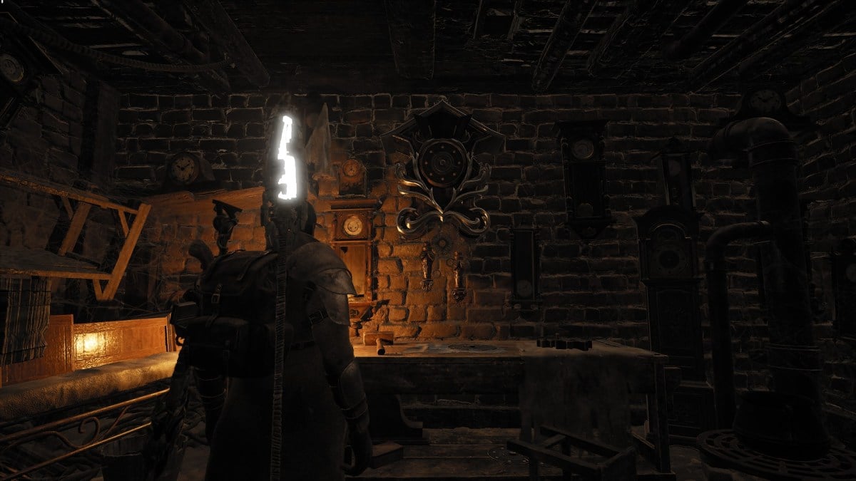 A Handler standing in front of the clock in Lemark District, Losomn, in Remnant 2.