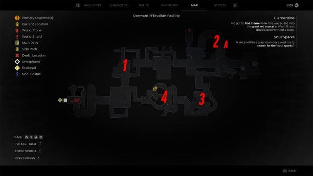 Dormant N'Erudian Facility map for Remnant 2