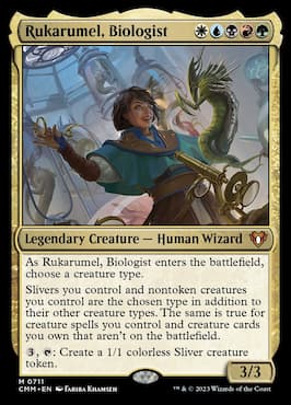 Image of human wizard Rukarumel, Biologist in Commander Masters Sliver Swarm Precon deck