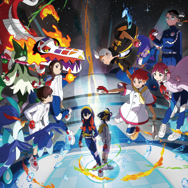 Player and NPC trainers facing off in a promo for Pokemon Sword and Shield's The Indigo Disk DLC.