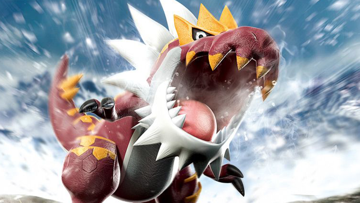 Tyrantrum battling in a snowstorm.