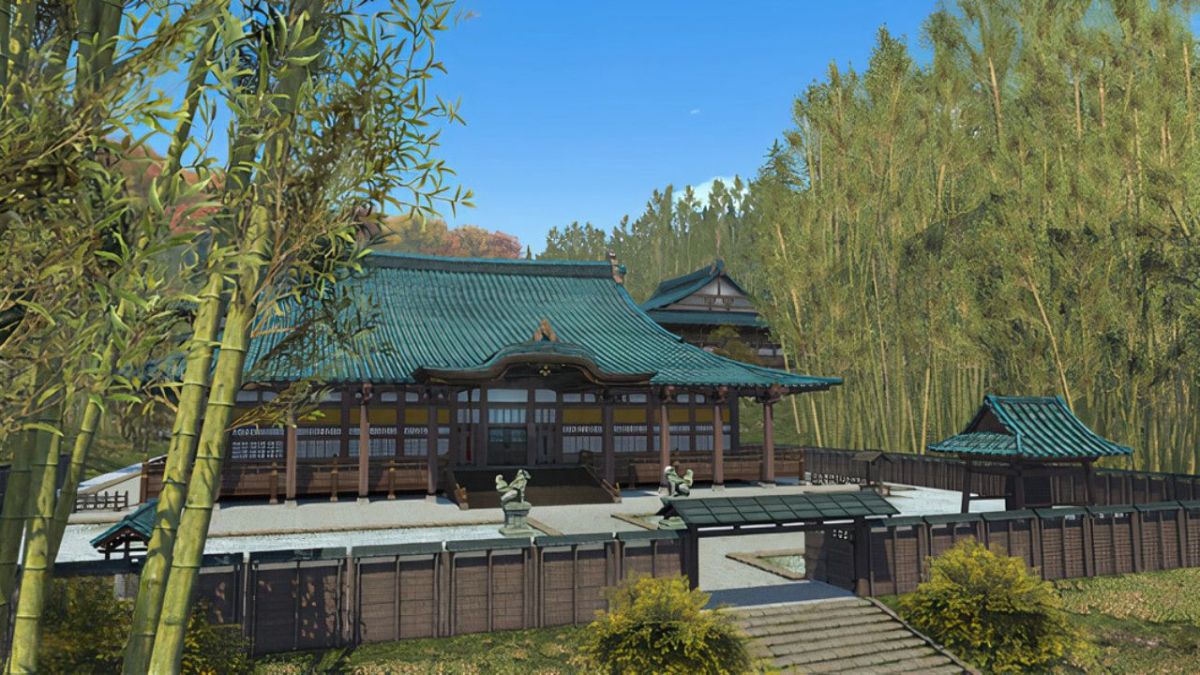 A house surrounded by bamboo trees in Final Fantasy 14