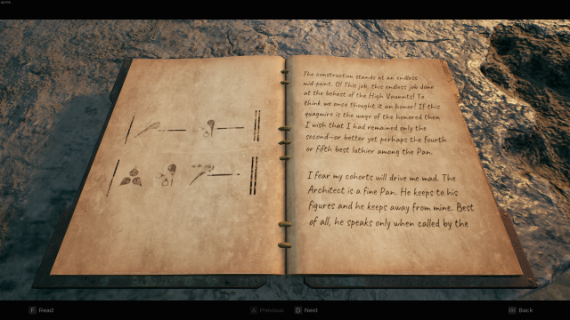 A journal showing symbols that correspond with the music box