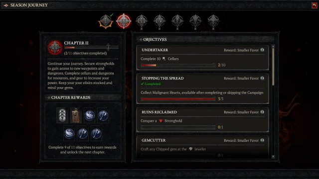 A screenshot of the Season Journey page in Diablo 4.