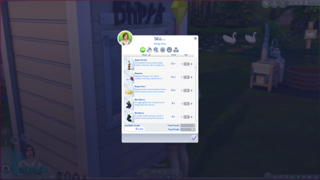The Drag & Shop Kiosk menu open and ready to sell items.